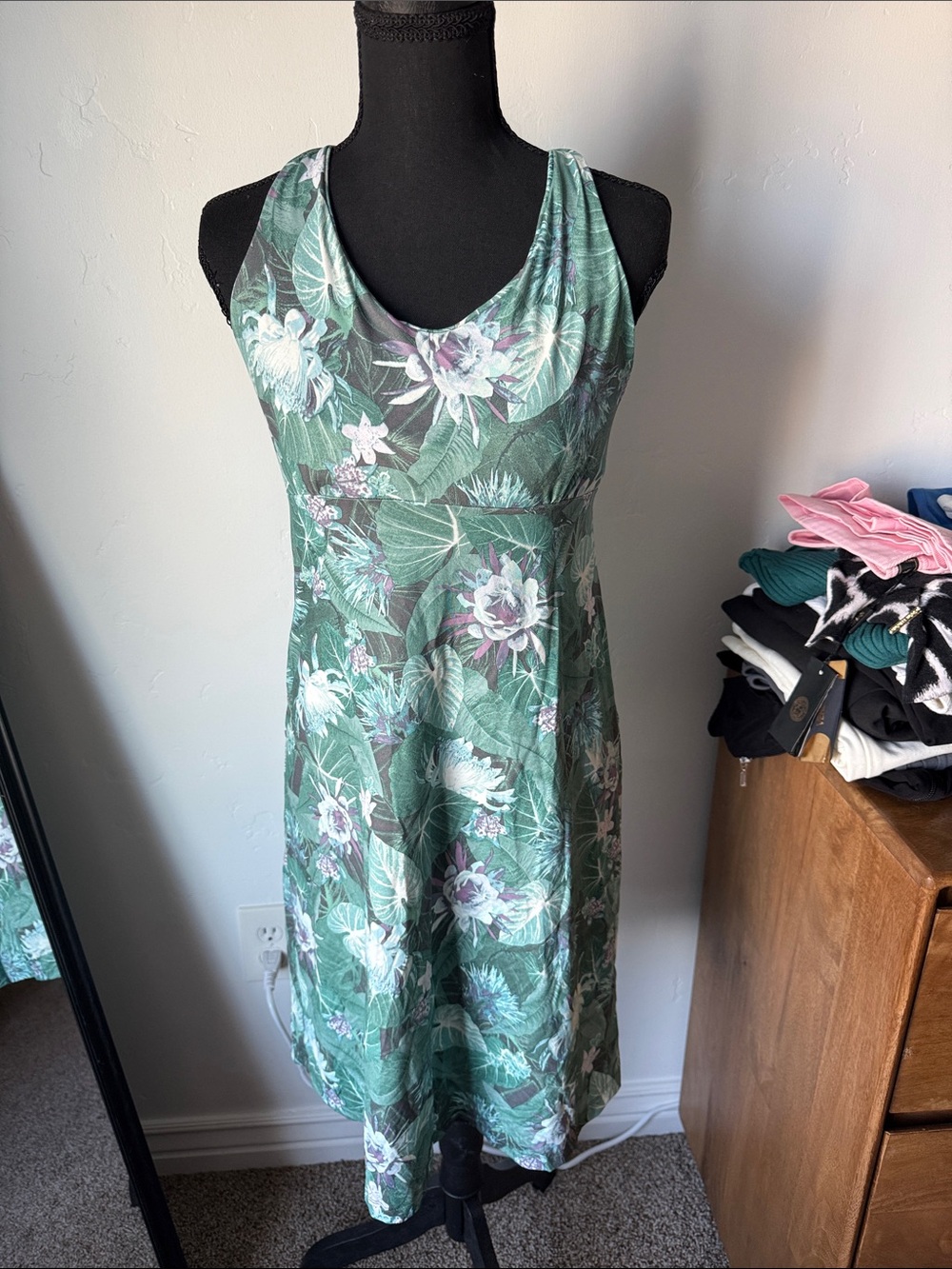 Patagonia Green Floral Tank Dress